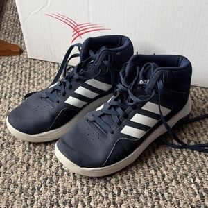 adidas Navy and White Mid-Top Sneakers